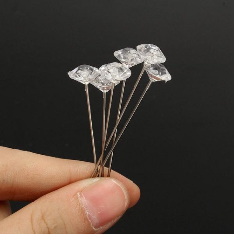 100 Ks Číre Diamante Kvetinové Ihlice Potreby Pre Svadobné Kytice Diamond Corsage Kvetinárstvo