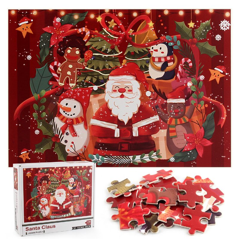 1000 Ks Vianočný Santa Snehuliak Elk Puzzle Detská Skladačka Pre Dospelých Pre Deti Darček