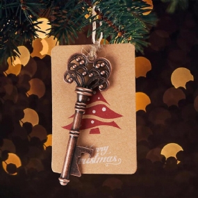 10ks Xmas Tree Ornaments Santa Magic Key Blank Tag Závesné Ozdoby Na Vianočný Večierok