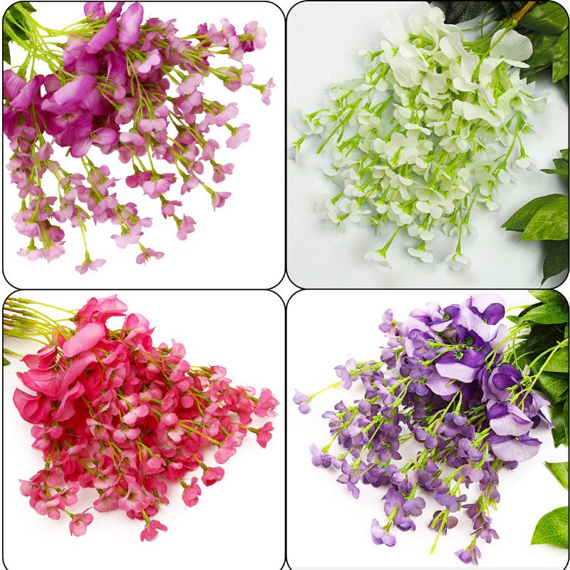 12 Ks Umelého Hodvábu Kvetina Wisteria Viniča Závesné Girlandy Záhradné Dekorácie