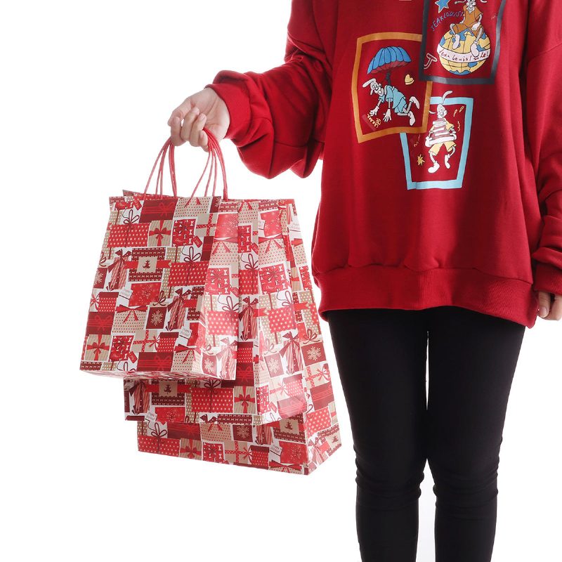 12ks/lot Christmas Kraft Paper Bag Santa Gift Bag Candy Bag Party Sup