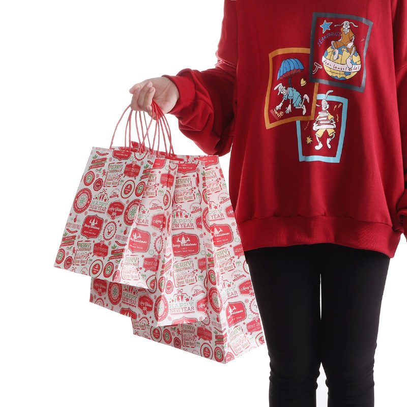 12ks/lot Christmas Kraft Paper Bag Santa Gift Bag Candy Bag Party Sup