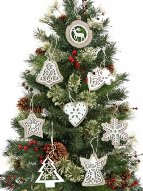 2 Ks Prívesky Na Vianočný Stromček Z Prírodného Dreva Závesné Ozdoby Remeselné Darčeky Vianočné Novoročné Párty Dekorácie Domov