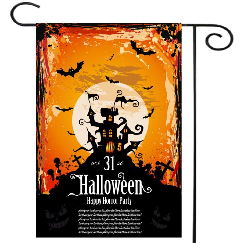 30x45cm Halloween Polyester Záhradná Sviatočná Dekorácia S Vlajkou Čierneho Hradu Bat