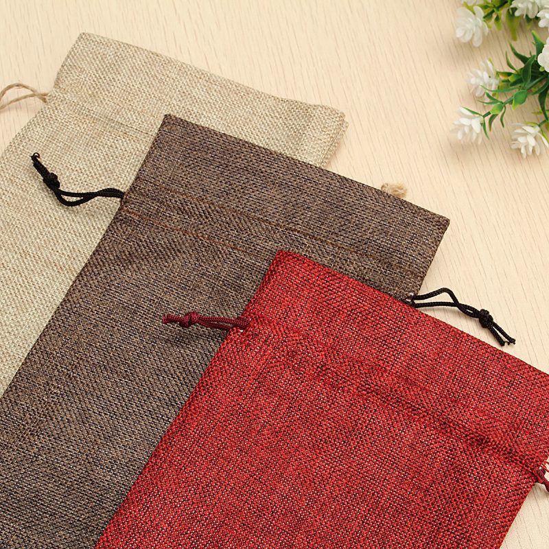 5ks Prírodná Jutová Pytlovina Vintage Svadobné Darčeky Hessian Wine Bottle Bags