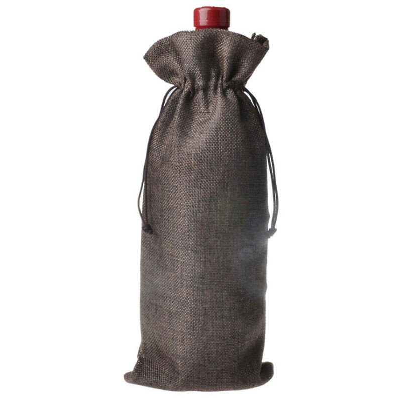 5ks Prírodná Jutová Pytlovina Vintage Svadobné Darčeky Hessian Wine Bottle Bags