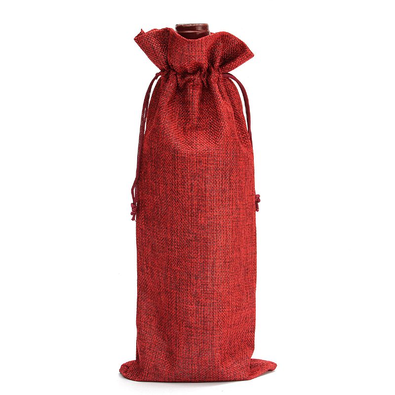 5ks Prírodná Jutová Pytlovina Vintage Svadobné Darčeky Hessian Wine Bottle Bags