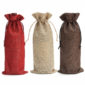 5ks Prírodná Jutová Pytlovina Vintage Svadobné Darčeky Hessian Wine Bottle Bags