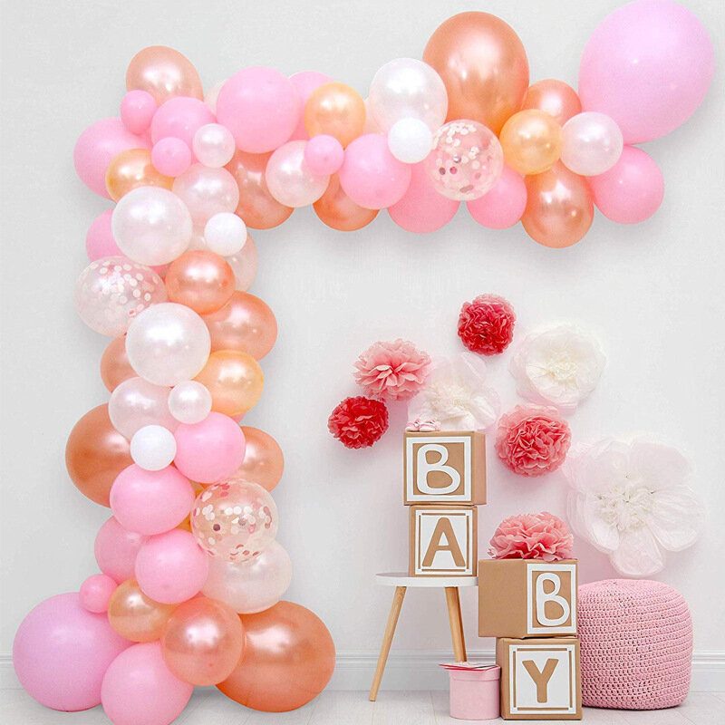 Balónový Oblúkový Girlandový Set Rose Gold White Confetti Balloon Set Na Svadobnú Narodeninovú Párty