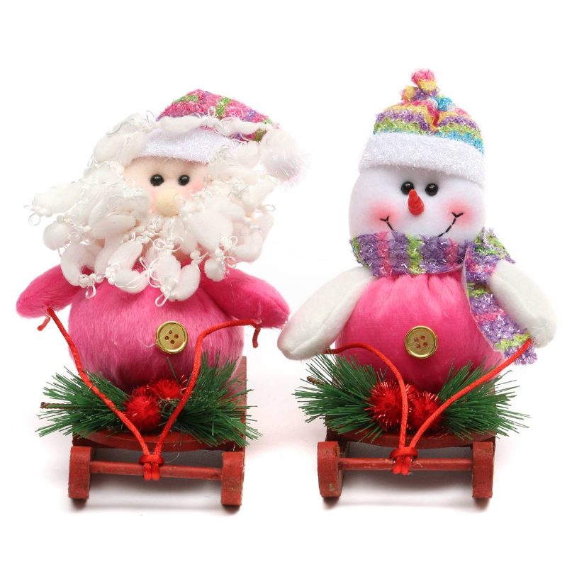 Christmas Santa Clau Snowman Sledding Party Dekor