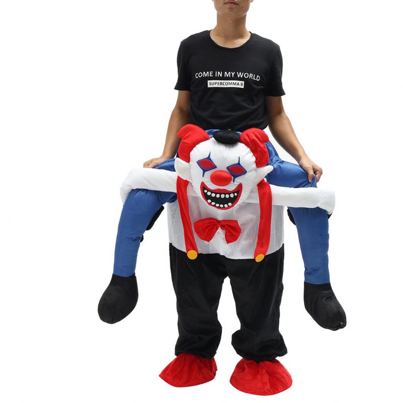 Diabolský Klaun Unisex Trpaslík Carry Me Fancy Piggy Back Ride On Dress Maskot Kostým Nohavice