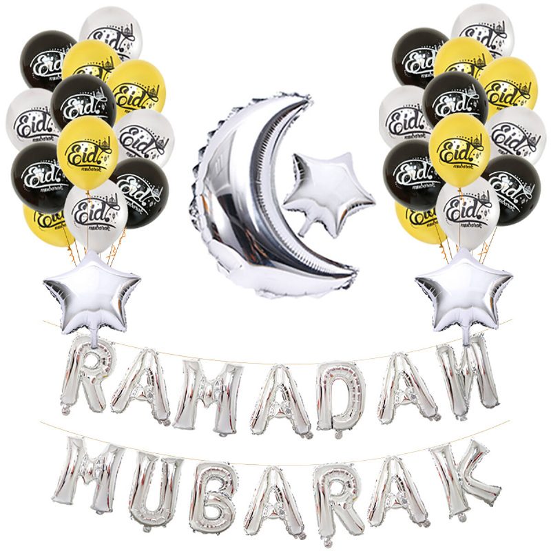 Eid Ramadan Mubarak Letter Pentagram Moon Party Fóliová Balónová Dekorácia