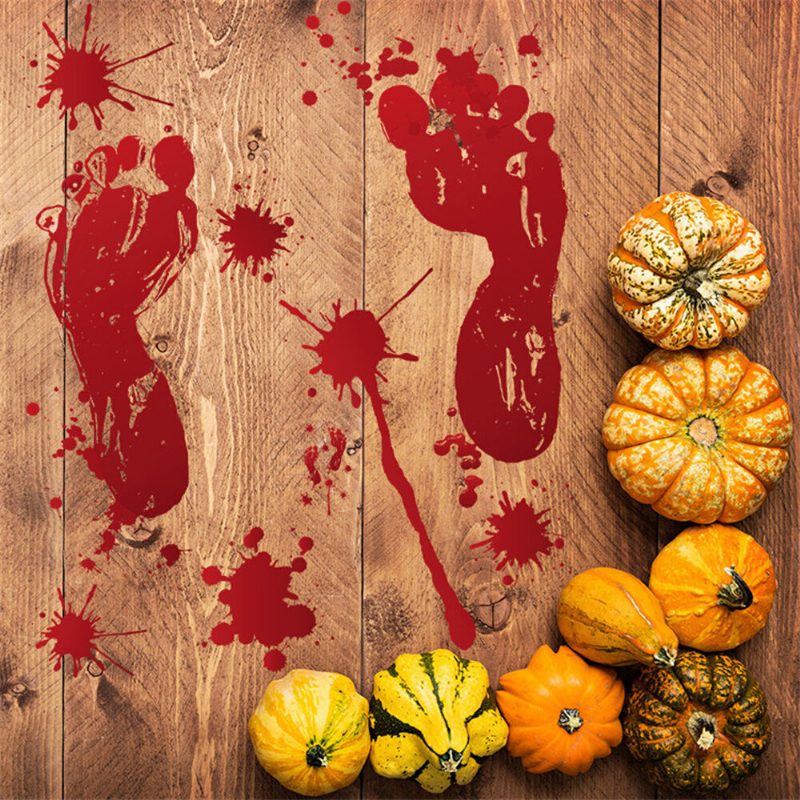 Halloween Nálepka Na Stenu Krvavé Odtlačky Stôp Stopy Na Podlahe Hororová Na Sklo Dekarácia