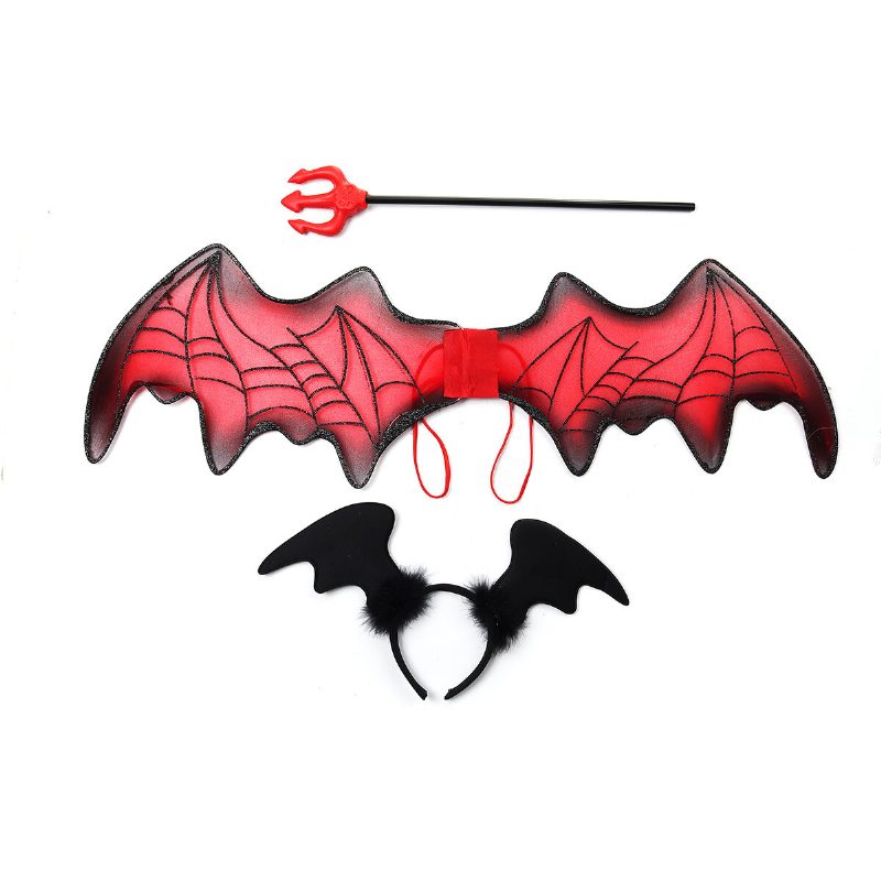Halloweenska Dekorácia 3ks Krídla + Gumička Do Vlasov + Hračky Na Vidličky Cosplay Halloween Party