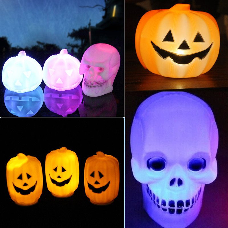 Halloweenska Led Lampa Pumpking Skull Lamp Light Halloween Party Dekorácia