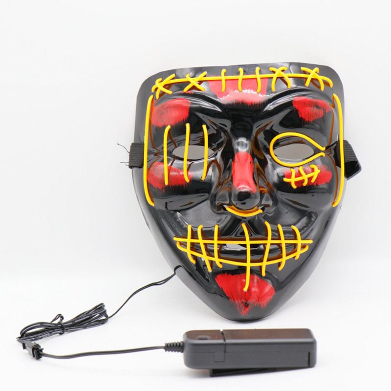 Halloweenska Led Viacfarebná Svetelná Maska Light Up The Purge Movie Costume Party Mask