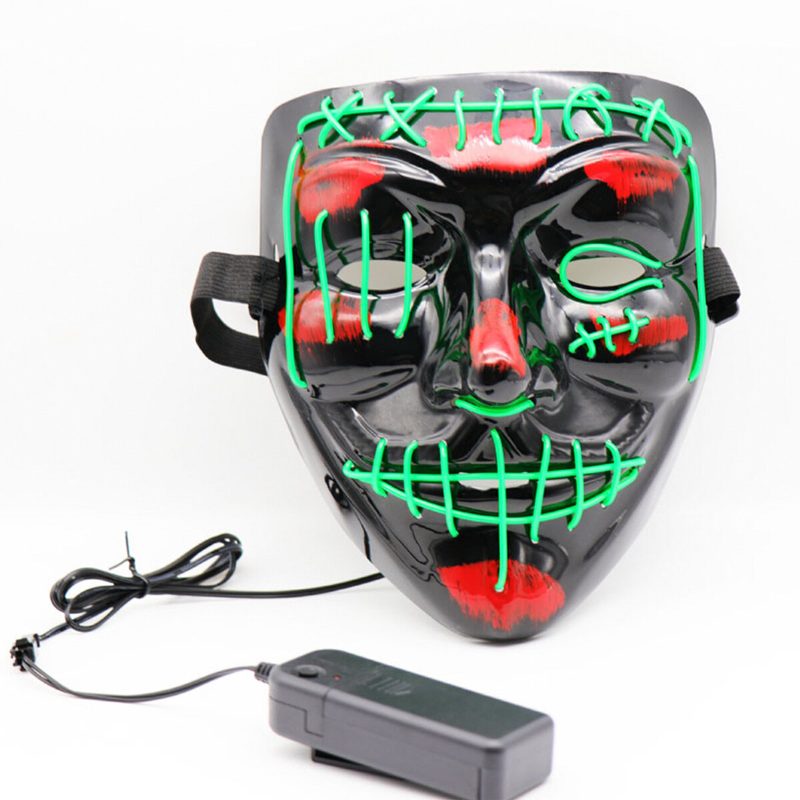 Halloweenska Led Viacfarebná Svetelná Maska Light Up The Purge Movie Costume Party Mask