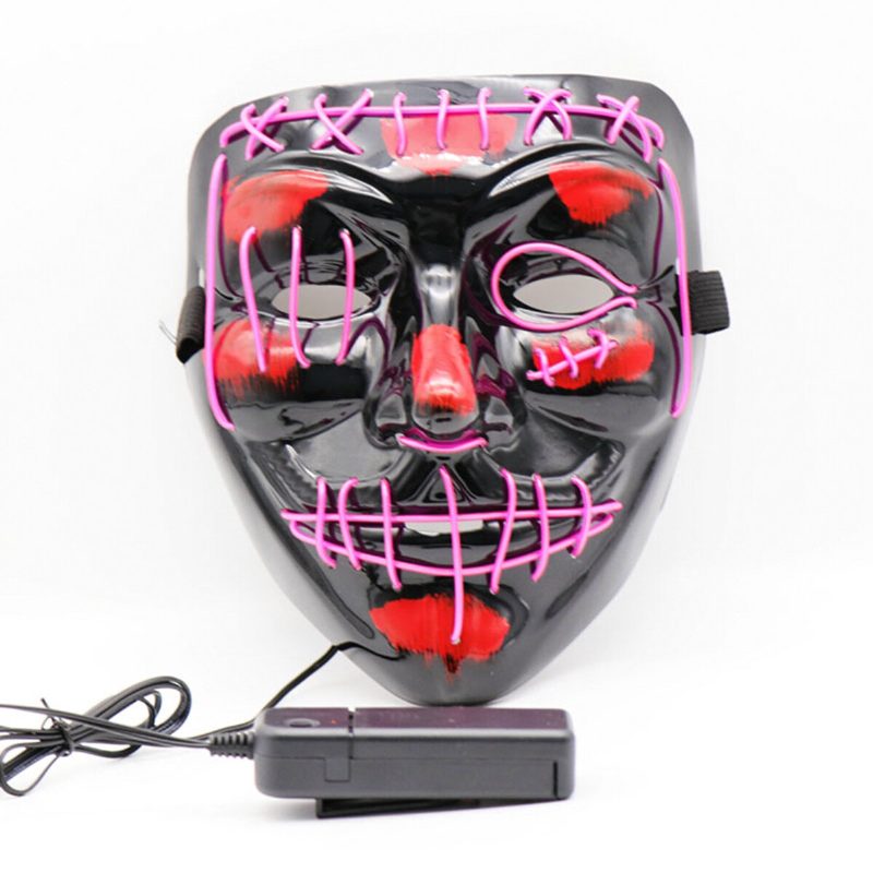 Halloweenska Led Viacfarebná Svetelná Maska Light Up The Purge Movie Costume Party Mask