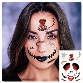 Halloweenske Tetovacie Nálepky Strašidelné Dočasné Tetovanie Tváre Teror Nálepka Na Stenu Halloweenska Dekorácia