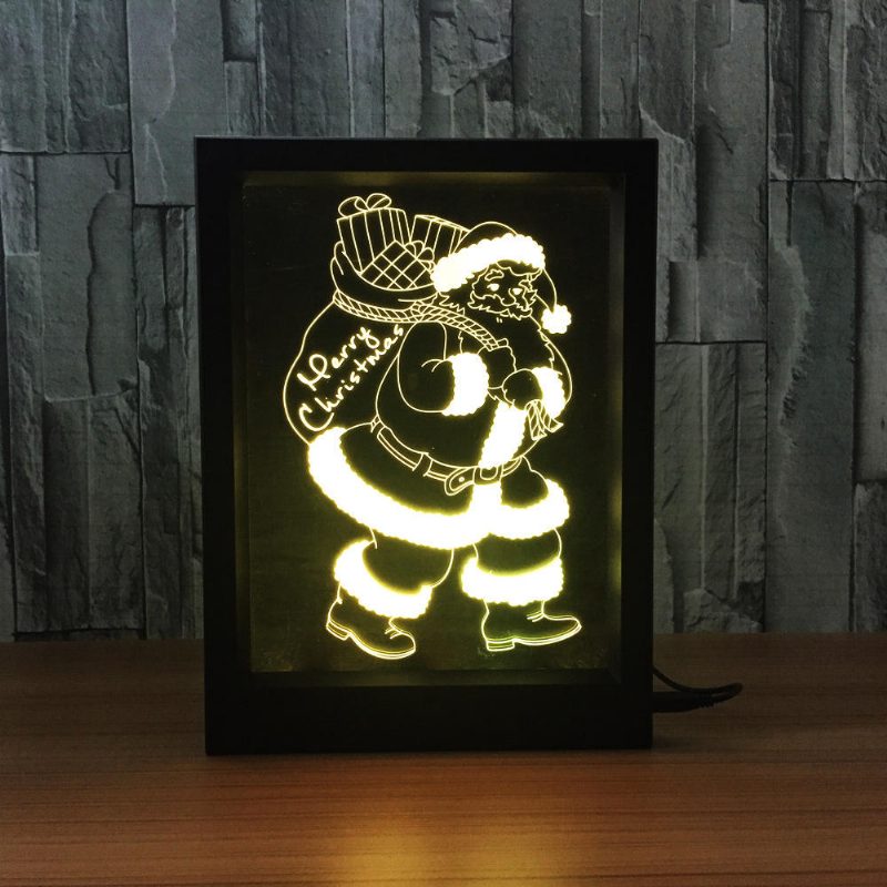 Led 3d Vianočný Farebný Fotorámik Nočné Osvetlenie 7 Farieb Na Diaľkové Ovládanie Stolová Lampa Santa