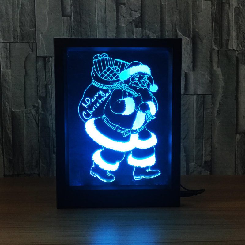 Led 3d Vianočný Farebný Fotorámik Nočné Osvetlenie 7 Farieb Na Diaľkové Ovládanie Stolová Lampa Santa