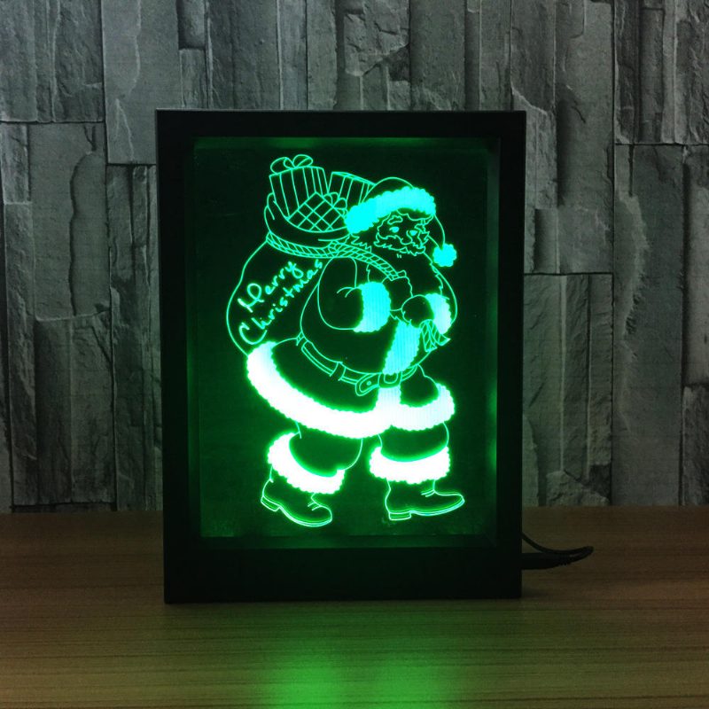 Led 3d Vianočný Farebný Fotorámik Nočné Osvetlenie 7 Farieb Na Diaľkové Ovládanie Stolová Lampa Santa