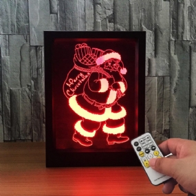 Led 3d Vianočný Farebný Fotorámik Nočné Osvetlenie 7 Farieb Na Diaľkové Ovládanie Stolová Lampa Santa