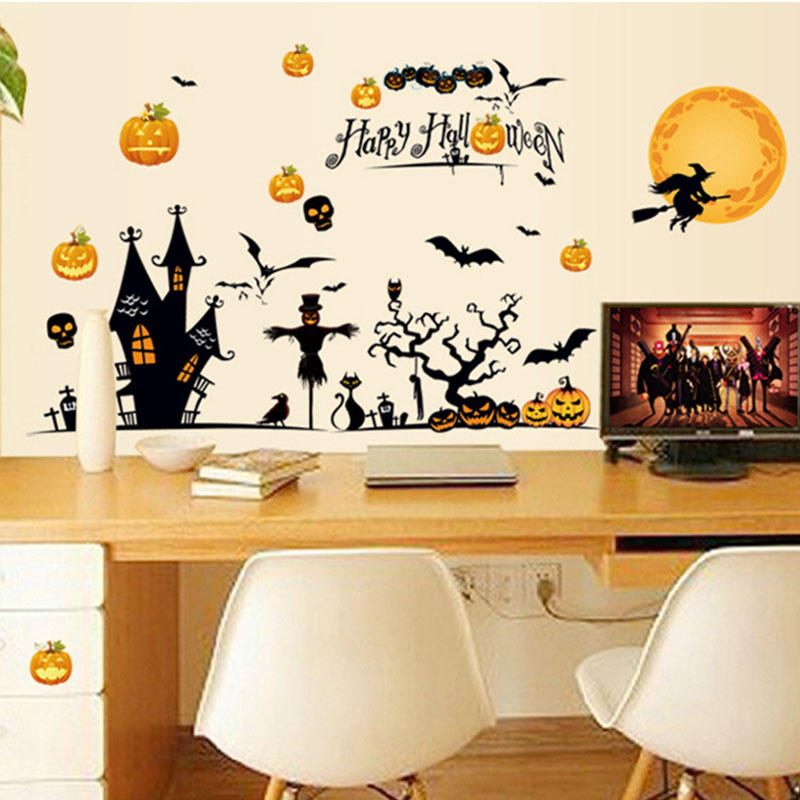 Miico Mj8006 Halloween Sticker Cartoon Odnímateľná Nálepka Na Stenu Pre Halloweensku Výzdobu Výzdoba Izby