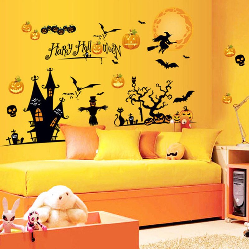 Miico Mj8006 Halloween Sticker Cartoon Odnímateľná Nálepka Na Stenu Pre Halloweensku Výzdobu Výzdoba Izby