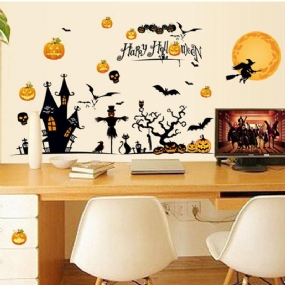 Miico Mj8006 Halloween Sticker Cartoon Odnímateľná Nálepka Na Stenu Pre Halloweensku Výzdobu Výzdoba Izby