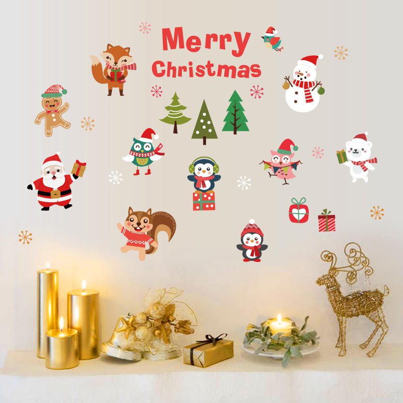 Miico Sk6038 Vianočná Nálepka Novotvarované Nálepky Na Stenu Pre Detskú Izbu Dekorácia Vianočný Večierok