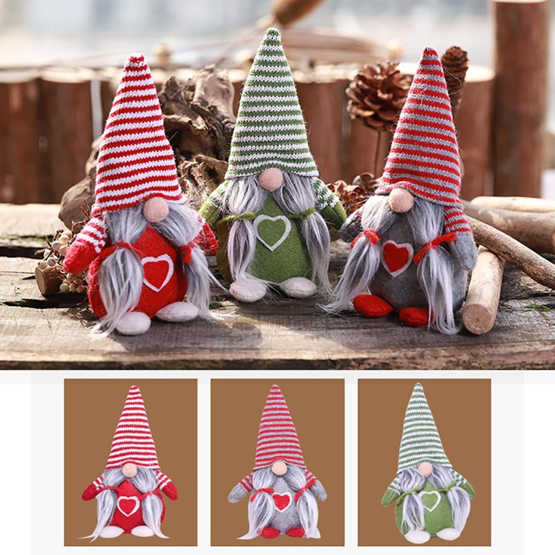 Netkaná Čiapka So Srdcom Ručne Vyrobený Gnome Santa Vianočné Figúrky Ornament Dekorácie Na Sviatočný Stôl Slávnostný Darček