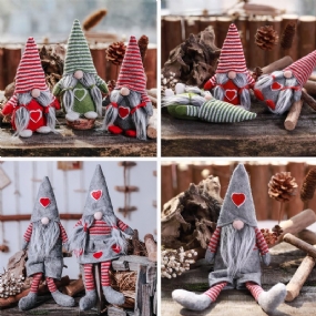 Netkaná Čiapka So Srdcom Ručne Vyrobený Gnome Santa Vianočné Figúrky Ornament Dekorácie Na Sviatočný Stôl Slávnostný Darček