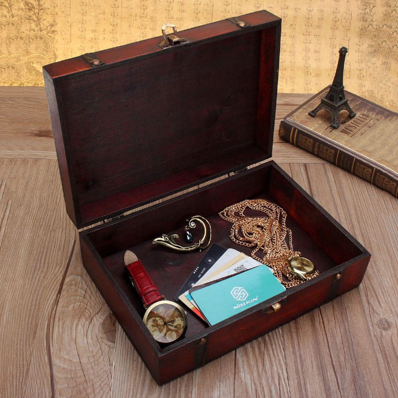 Veľká Vintage Drevená Darčeková Krabička Na Darčekové Cukrovinky Na Šperky Na Svadobnú Párty