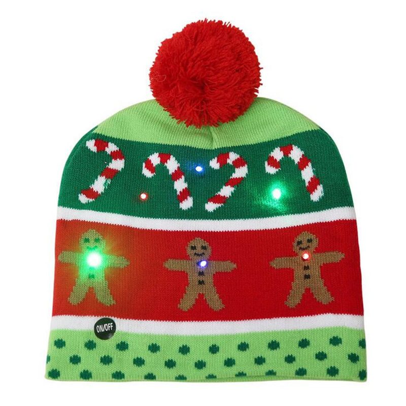 Vianočná Led Svetlá Zimná Teplá Čiapka S Čiapkou Santa Claus Snowflake Knitted Hat