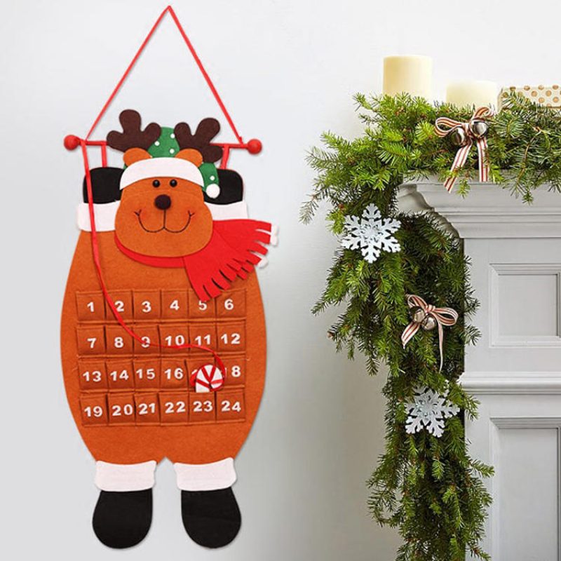 Vianočný Odpočítavací Kalendár Snehuliak Deer Závesný Adventný Home Decor