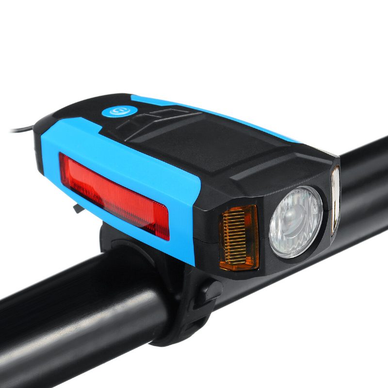 3-v-1 300lm Cob Cyklistický Predný Svetlomet Lcd Obrazovka 5-režimová Lampa S Rámom Na Bicykel 130db Bike Horn Vodotesná Vonkajšia Cyklistika