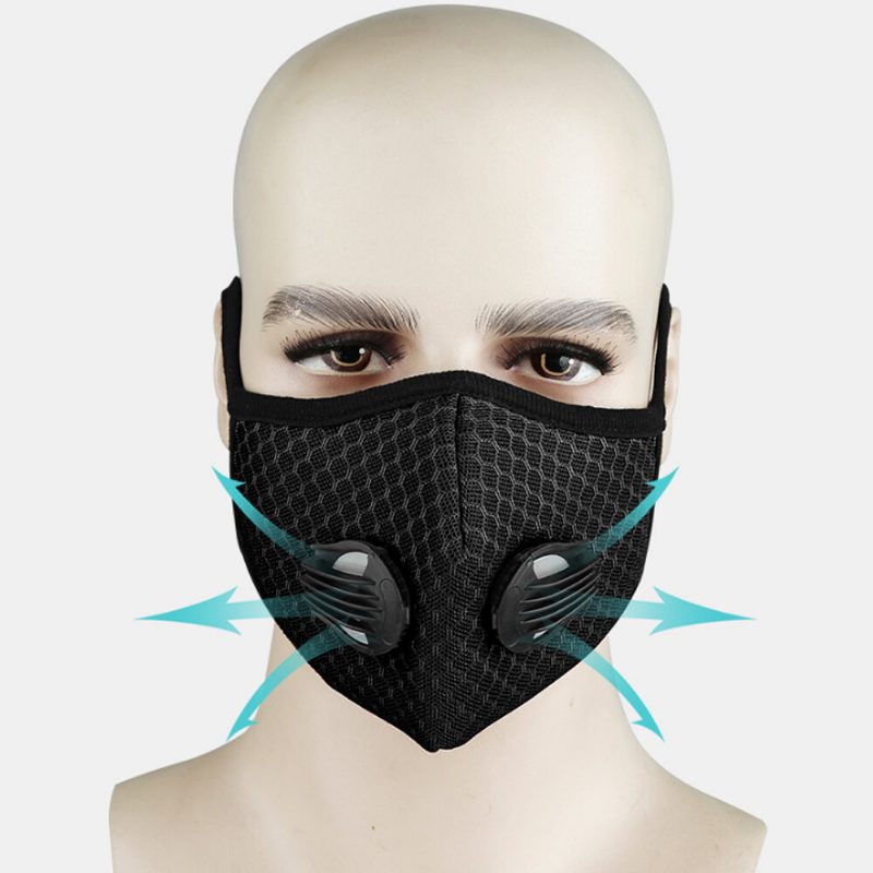 3d Priedušná Maska Na Tvár Opätovne Použiteľná S Aktívnym Uhlím Odolná Proti Vetru A Prachu Cyklistike S 2 Filtrami