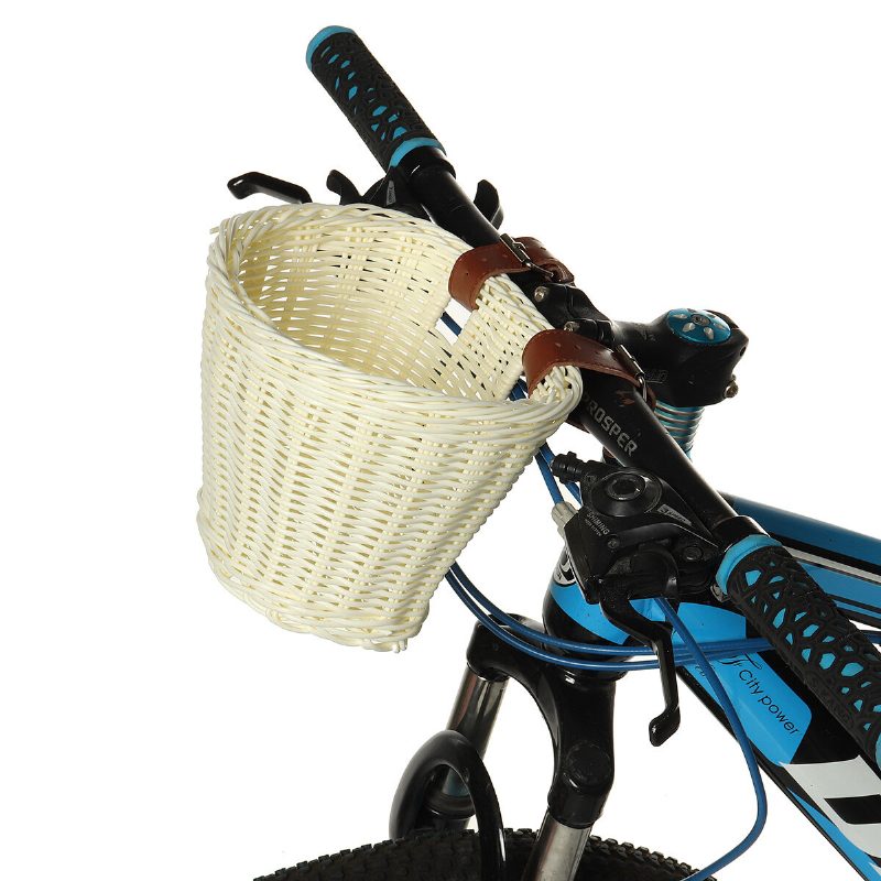 Bikight Detský Ratanový Bicykel Predný Košík Kožený Remienok Nákupný Úložný Kufrík Diy Príslušenstvo