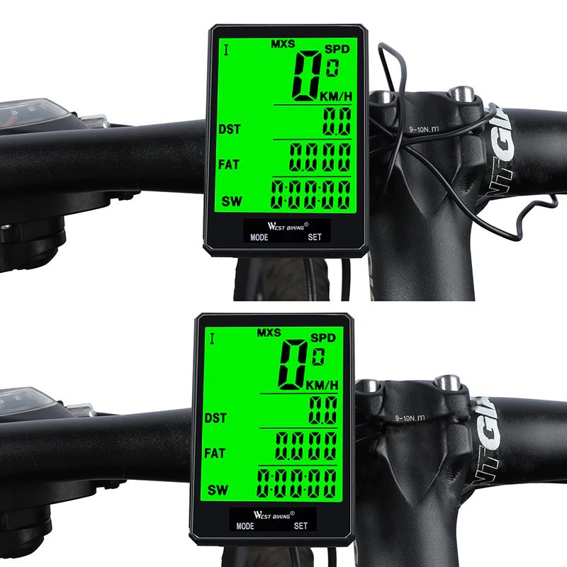 Cyklistický Počítač S Podsvietením Bezdrôtový Káblový Rýchlomer Odometer Stopky