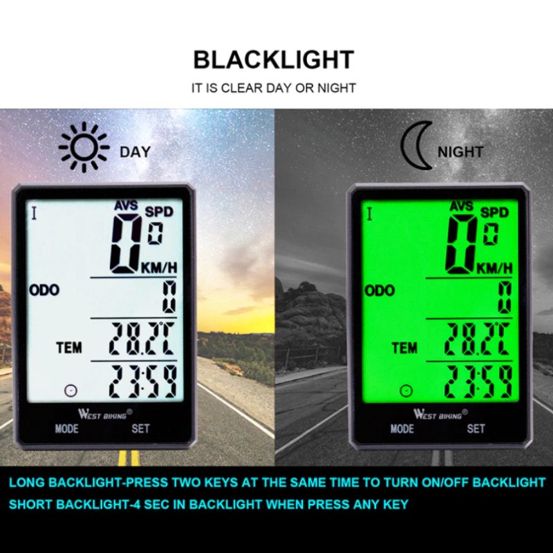 Cyklistický Počítač S Podsvietením Bezdrôtový Káblový Rýchlomer Odometer Stopky