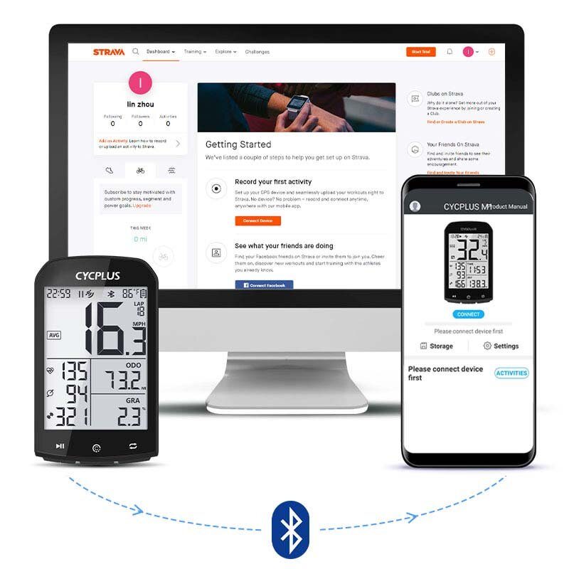 Cyklopočítač Cycplus M1 Gps Bezdrôtový S Bluetooth 4.0 Ant+ Cyklistický Rýchlomer Vodotesný Lcd Podsvietenie Bicykel Počítadlo Kilometrov Stopky Bicyklové Príslušenstvo Pre Mtb Cestný Bicykel/mestský
