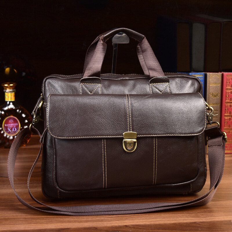 Pánska Top Layer Pure Leather Taška Cez Rameno Casual Business Messenger Na Batožinu