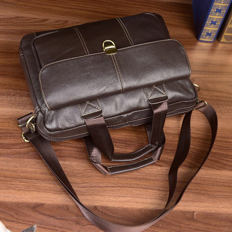 Pánska Top Layer Pure Leather Taška Cez Rameno Casual Business Messenger Na Batožinu