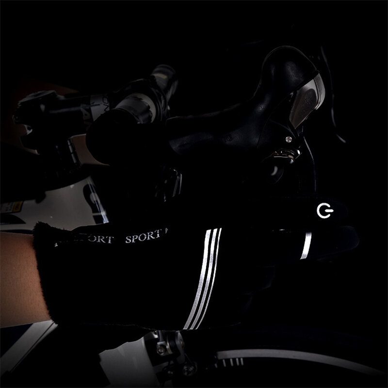 Rockbros S175 Dotykový Displej Protišmykové Vodeodolné Rukavice Reflexné Cyklistické Na Bicykel Zimné Teplé Športové