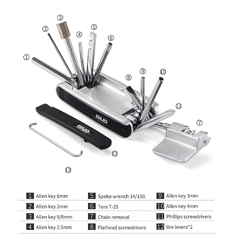 Súprava Náradia Na Opravu Bicyklov Multitool 16 V 1 Na Bicykel